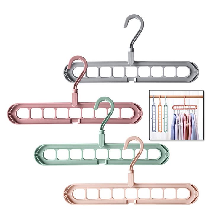 3 pc Magic Rotating Hanger 9 Holes Smart Cloth Organizer